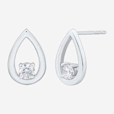 (Si1-Si2/ H-I) 1/4 CT. T.W. Lab Grown White Diamond Sterling Silver Pear Stud Earrings