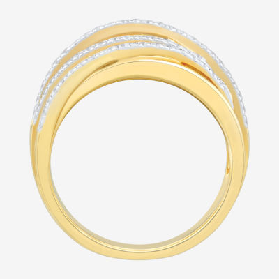 (H-I/ Si1-Si2) Womens 1/2 CT. T.W. Lab Grown White Diamond 14K Gold Over Silver Cocktail Ring