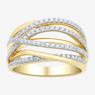 (H-I/ Si1-Si2) Womens 1/2 CT. T.W. Lab Grown White Diamond 14K Gold Over Silver Cocktail Ring