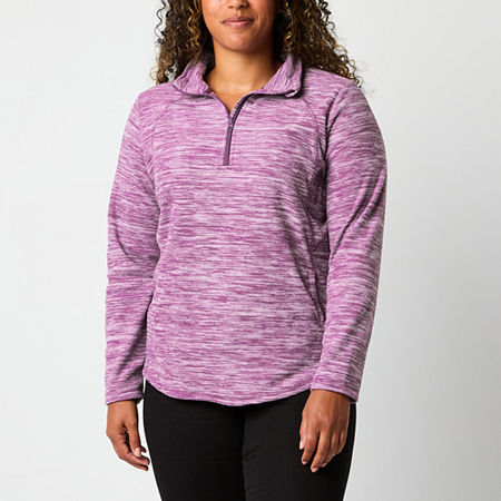 St. John's Bay Polar Fleece Womens Mock Neck Long Sleeve Sweatshirt, Petite Small, Purple