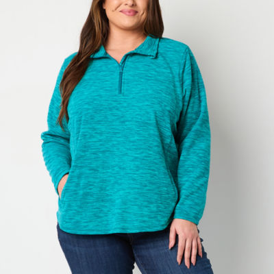 St. John's Bay Plus Polar Fleece Womens Long Sleeve Sweatshirt