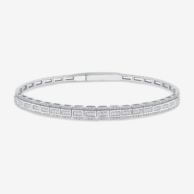 CT. T.W. Natural White Diamond 14K White Gold Bangle Bracelet