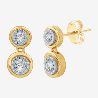 Ever Star (G / SI1-SI2) Lab-Grown Diamond 14K Gold Over SIlver Circle Round Drop Earrings