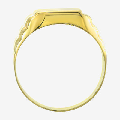 Mens 10K Gold Round Signet Ring