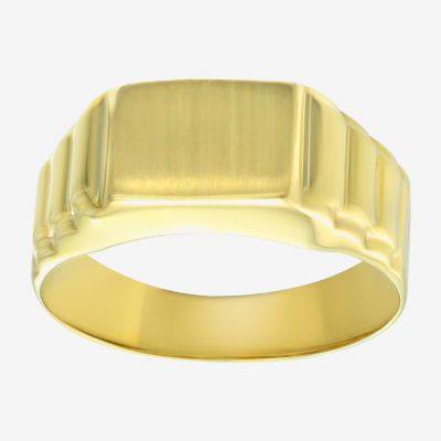 Mens 10K Gold Round Signet Ring