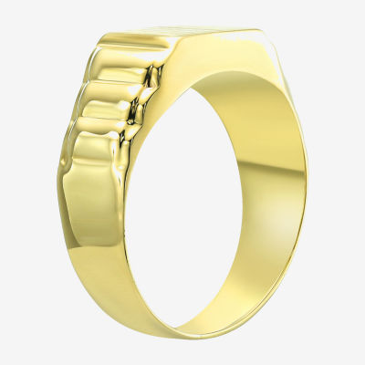 Mens 10K Gold Round Signet Ring