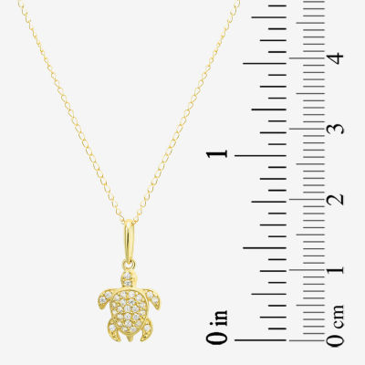 Girls White Cubic Zirconia 14K Gold Pendant Necklace