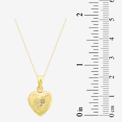 Made in Italy Girls White Cubic Zirconia 14K Gold Heart Locket Necklace