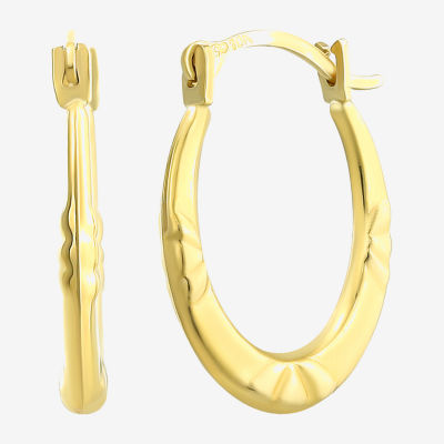 Womens 10K Gold 15mm Round Hoop Earrings
