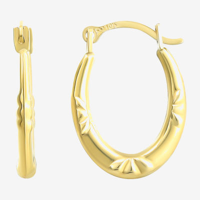 Womens 10K Gold 15mm Round Hoop Earrings