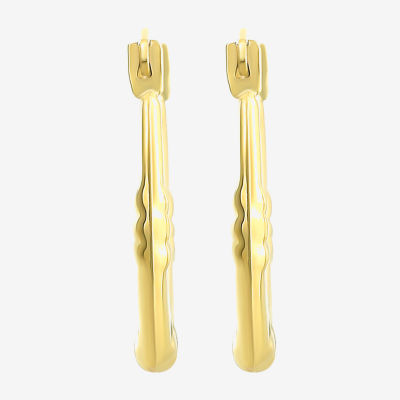 Womens 10K Gold 15mm Round Hoop Earrings