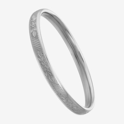 Girl's 14K White Gold Filled Round Bangle Bracelet