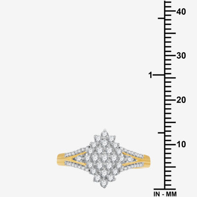 Womens 1/2 CT. T.W. Lab Grown White Diamond 14K Gold Over Silver Sterling Marquise Cluster Cocktail Ring