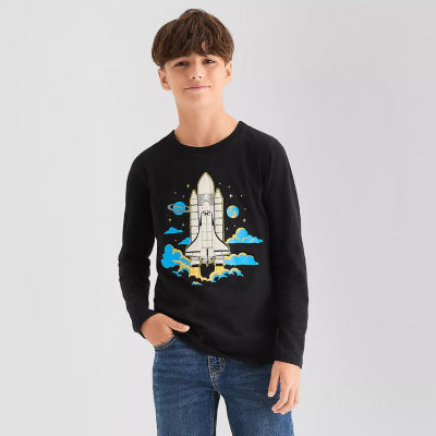 Thereabouts Little & Big Boys Crew Neck Long Sleeve Graphic T-Shirt