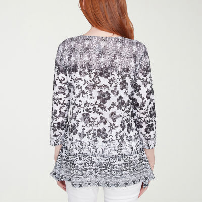 Larky Lark Womens Round Neck 3/4 Sleeve T-Shirt