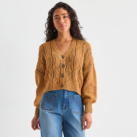 Frye and Co. Womens V Neck Button Cardigan, Xx-large, Beige