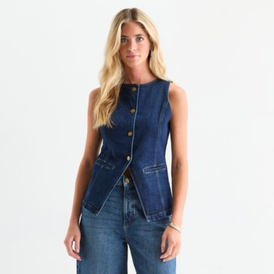 a.n.a Denim Womens Round Neck Vest