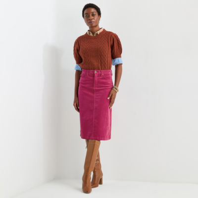 St. John's Bay Womens Midi A-Line Corduroy Skirt - JCPenney