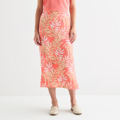 Liz Claiborne Womens Mid Rise Midi A-Line Skirt