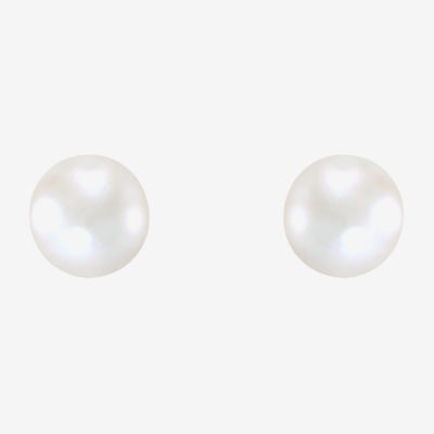 White Cultured Freshwater Pearl 14K Gold 3mm Ball Stud Earrings