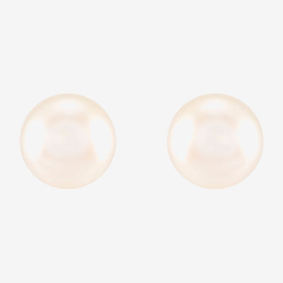 White Cultured Freshwater Pearl 14K Gold 8mm Ball Stud Earrings