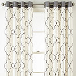 JCPenney Home Westfield Embroidered Light-Filtering Grommet Top Single Curtain Panel
