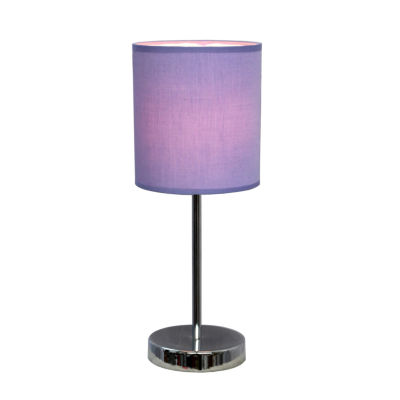 Simple Designs Chrome Mini Basic Table Lamp with Fabric Shade
