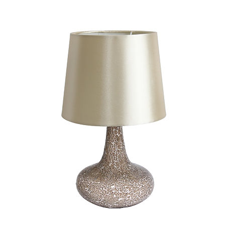 Simple Designs Mosaic Tiled Glass Genie Table Lamp With Fabric Shade, One Size, Beige