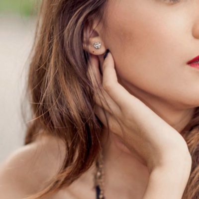 1 CT. T.W. Natural White Diamond 14K Gold 1mm Heart Stud Earrings