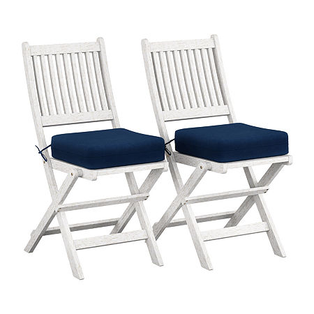 Miramar Hardwood Outdoor Folding Dining Chairs, Set Of 2, One Size, Blue