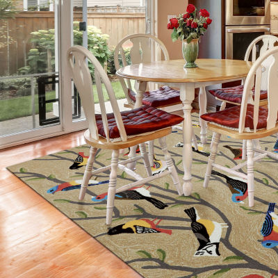 Liora Manne Frontporch Birds Hand Tufted Rectangular Rugs & Floor Coverings Washable Indoor Outdoor Accent Rugs