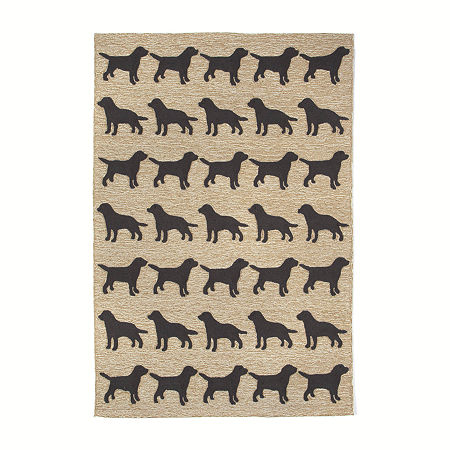 Liora Manne Frontporch Doggies Hand Tufted Rectangular Rugs & Floor Coverings Washable Indoor Outdoor Accent Rugs, One Size, Black