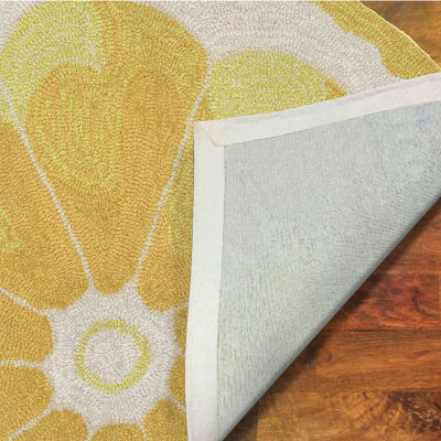 Liora Manne Frontporch Lemon Slice Hand Tufted Washable Indoor Outdoor Round Accent Rug