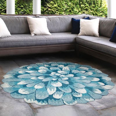 Liora Manne Frontporch Mum Hand Tufted Round Rugs & Floor Coverings Washable Indoor Outdoor Accent