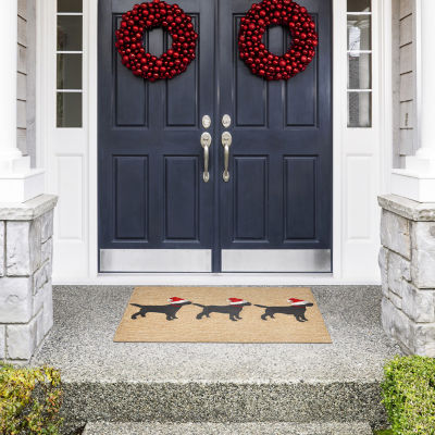 Liora Manne Frontporch 3 Dogs Christmas Hand Tufted Washable Indoor Outdoor Rectangular Accent Rug