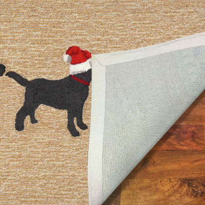 Liora Manne Frontporch 3 Dogs Christmas Hand Tufted Washable Indoor Outdoor Rectangular Accent Rug