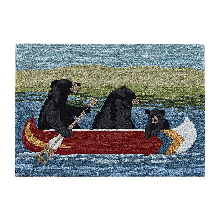 Liora Manne Frontporch Are We Bear Yet? Hand Tufted Rectangular Rugs & Floor Coverings Washable Indoor Outdoor Accent Rugs, One Size, Blue