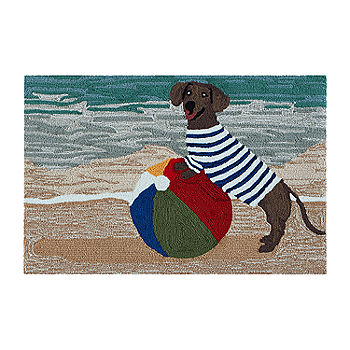 Liora Manne Frontporch Coastal Dog Indoor/Outdoor Rug Ocean 24x36