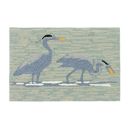 Liora Manne Frontporch Heron Lake Hand Tufted Rectangular Rugs & Floor Coverings Washable Indoor Outdoor Accent Rugs, One Size, Blue