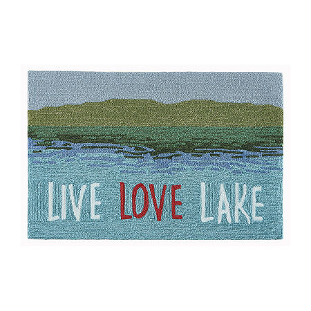 Liora Manne Frontporch Live Love Lake Hand Tufted Rectangular Rugs & Floor Coverings Washable Indoor Outdoor Accent Rugs, One Size, Blue