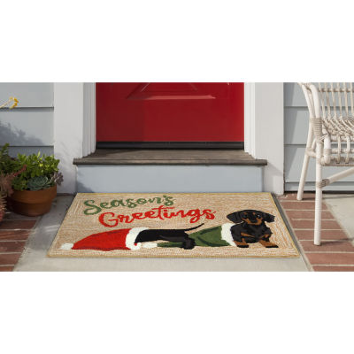 Liora Manne Frontporch Dachsund Greetings Hand Tufted Washable Indoor Outdoor Rectangular Accent Rug