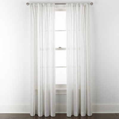 Linden Street Jameson Cotton Print Rod Pocket Sheer Single Curtain Panel