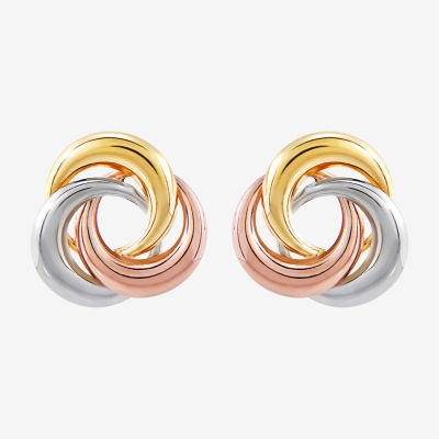 14K Tri-Color Gold 10mm Knot Stud Earrings