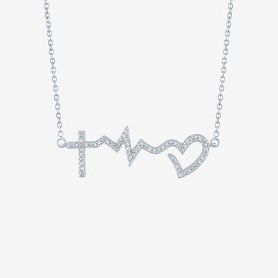 Womens 1/10 CT. T.W. Natural White Diamond Sterling Silver 18 Inch Pendant Necklace