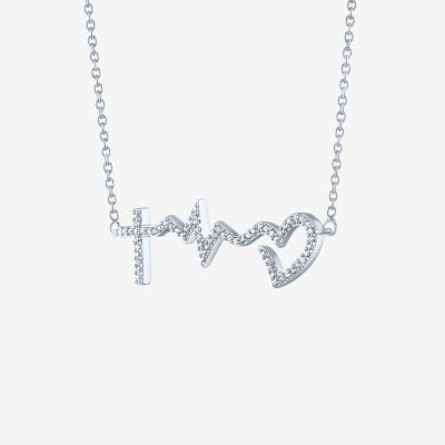 Womens 1/10 CT. T.W. Natural White Diamond Sterling Silver 18 Inch Pendant Necklace