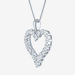 Womens 1/10 CT. T.W. Genuine White Diamond Sterling Silver Heart Pendant Necklace