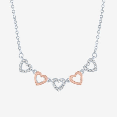 Womens 1/10 CT. T.W. Natural White Diamond 14K Rose Gold Over Silver Sterling Silver Heart Pendant Necklace