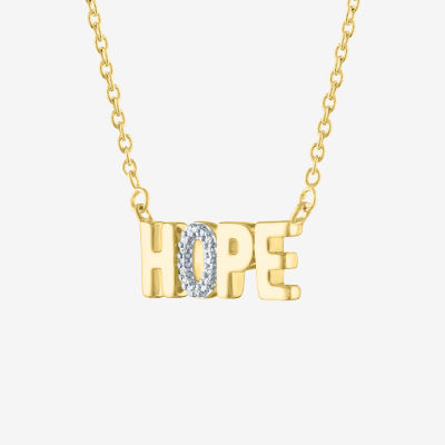Diamond Accent "Hope" Womens Diamond Accent Natural White Diamond 14K Gold Over Silver 18 Inch Pendant Necklace