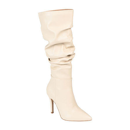 Journee Collection Womens Sarie Stiletto Heel Dress Boots, 8 Medium, Beige