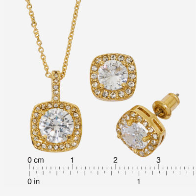 Sparkle Allure Light Up Box 2-pc. Cubic Zirconia Pure Silver Over Brass Square Jewelry Set